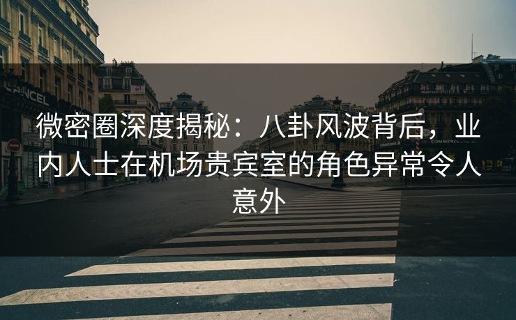 微密圈深度揭秘：八卦风波背后，业内人士在机场贵宾室的角色异常令人意外