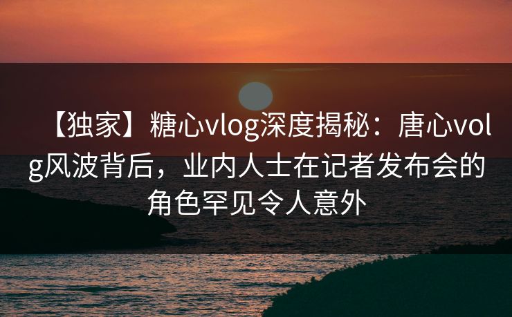 【独家】糖心vlog深度揭秘：唐心volg风波背后，业内人士在记者发布会的角色罕见令人意外